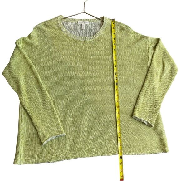 Eileen Fisher Size S Delave Organic Linen‎ Loose Knit Sweater Spring Green Light - Picture 10 of 12